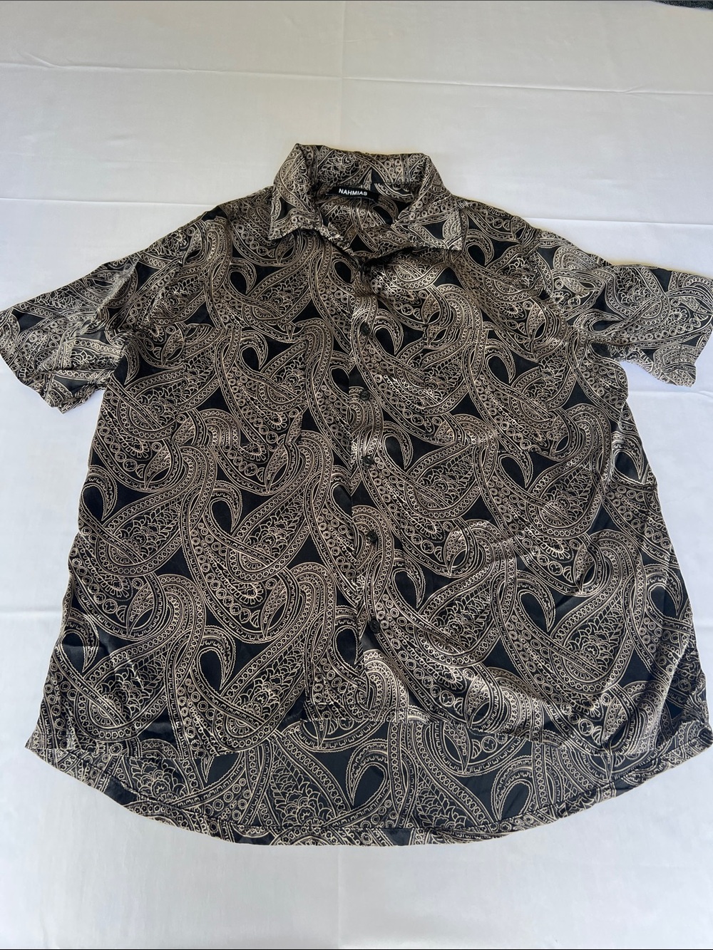 NAHMIAS Black Paisley Short-Sleeve Button-Down Shirt